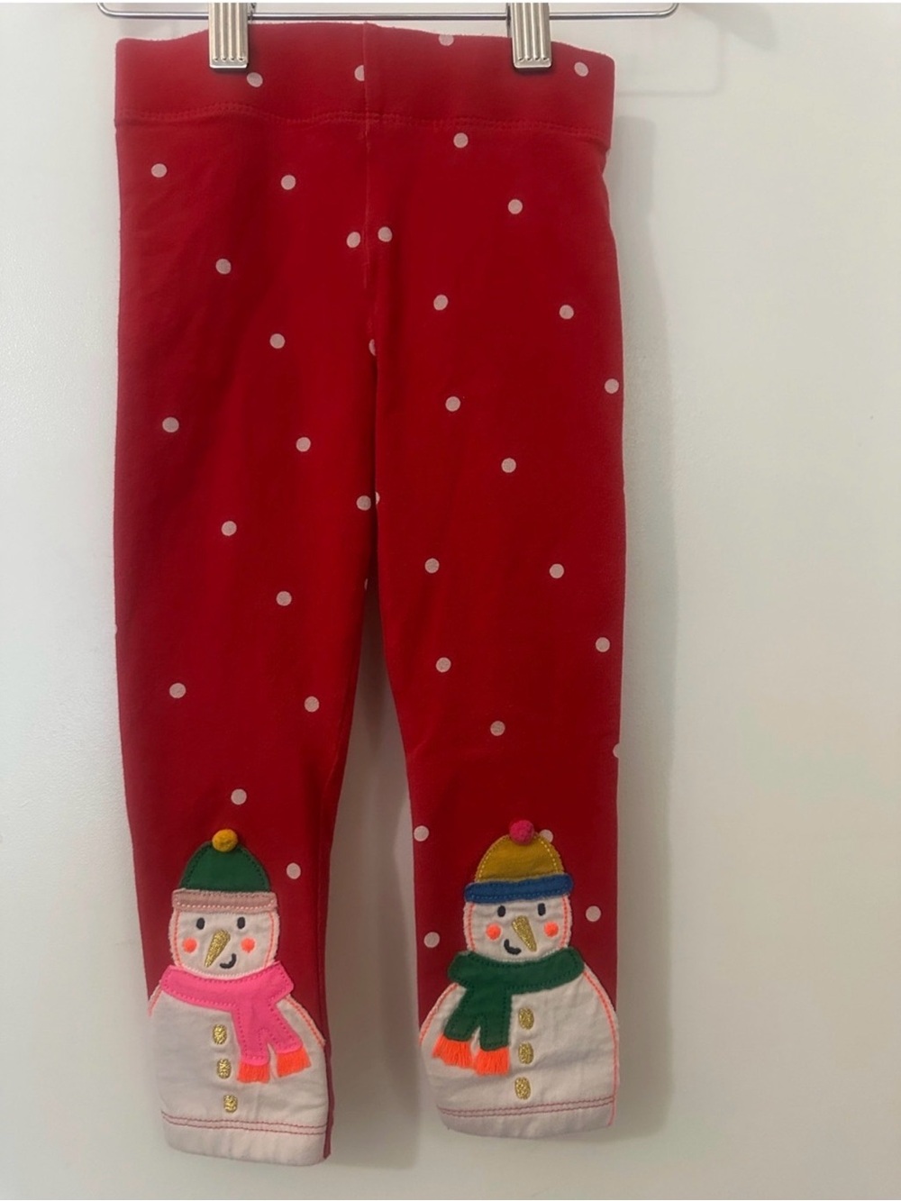 Mini Boden Girls 2-3Y Snowman Appliqué Polka Dot Leggings 98cm